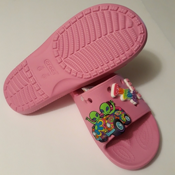 (New) Crocs Lisa Frank Jibbitz & Crocs Slides Set (W10/M8) (Taffy Pink) - Picture 4 of 6